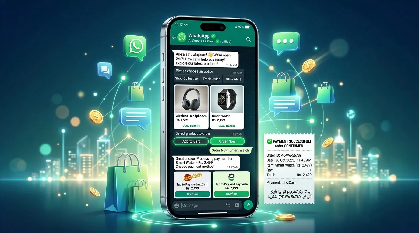 WhatsApp Commerce Chatbot in Pakistan: How to Sell Products, Take Orders & Recover Payments Automatically