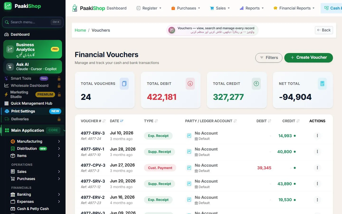 Vouchers Listing & Audit