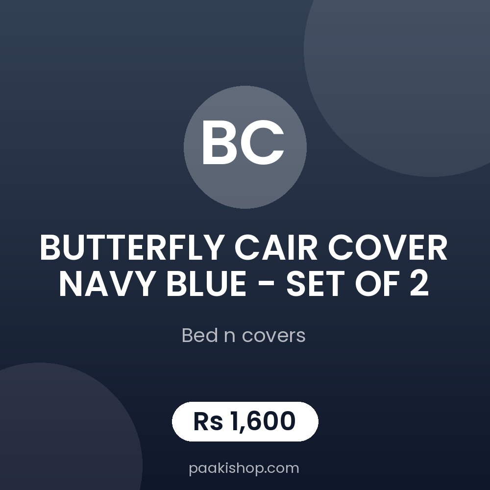 BUTTERFLY CAIR COVER NAVY BLUE - SET OF 2