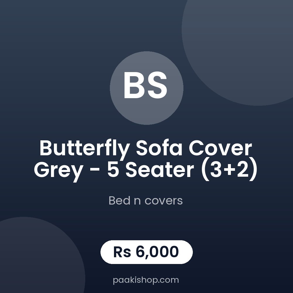 Butterfly Sofa Cover Grey - 5 Seater (3+2)