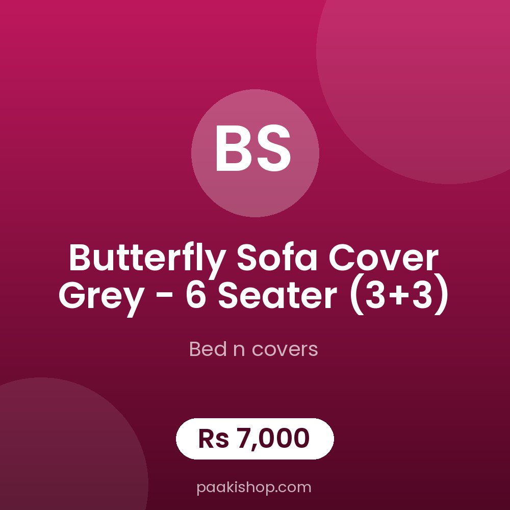 Butterfly Sofa Cover Grey - 6 Seater (3+3)