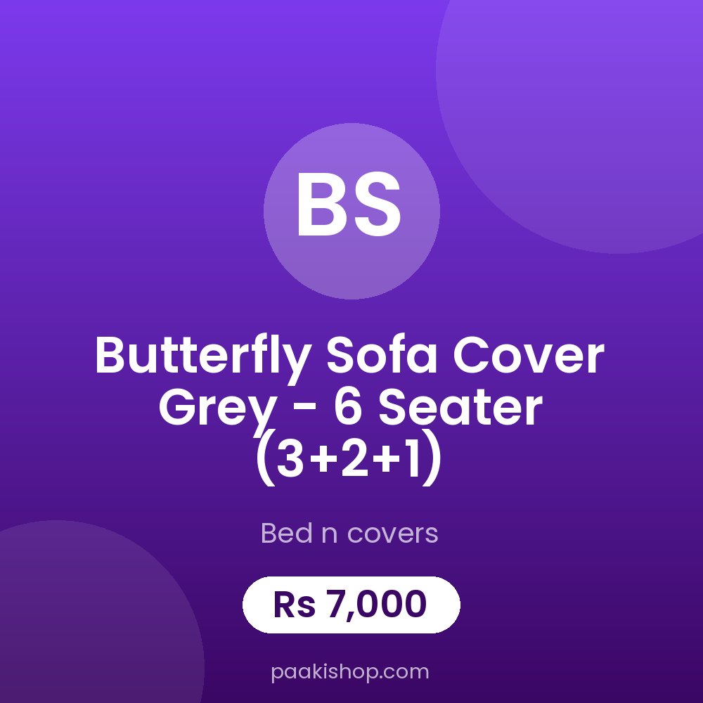 Butterfly Sofa Cover Grey - 6 Seater (3+2+1)