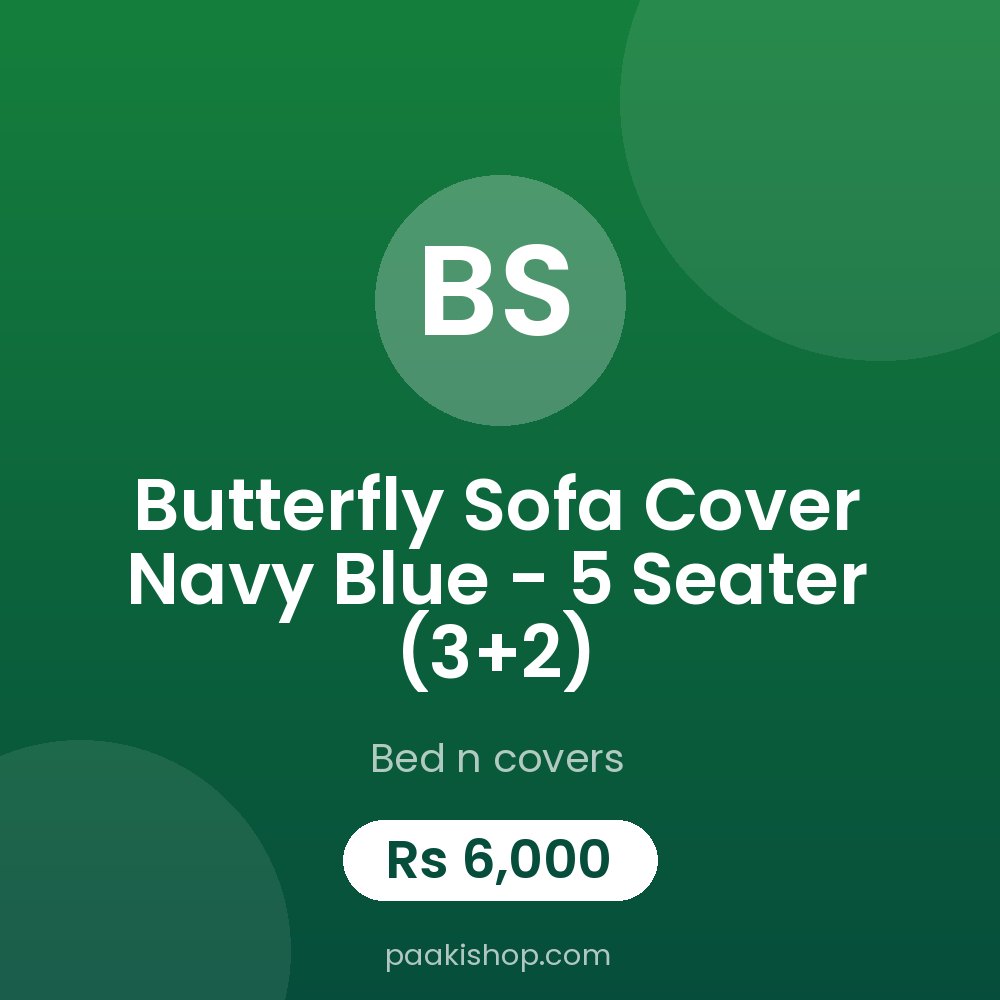 Butterfly Sofa Cover Navy Blue - 5 Seater (3+2)