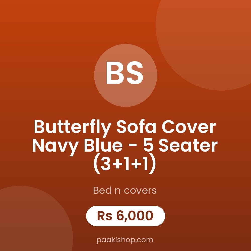Butterfly Sofa Cover Navy Blue - 5 Seater (3+1+1)