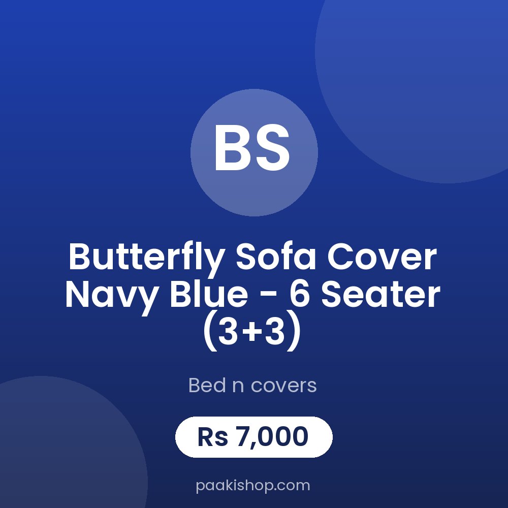 Butterfly Sofa Cover Navy Blue - 6 Seater (3+3)