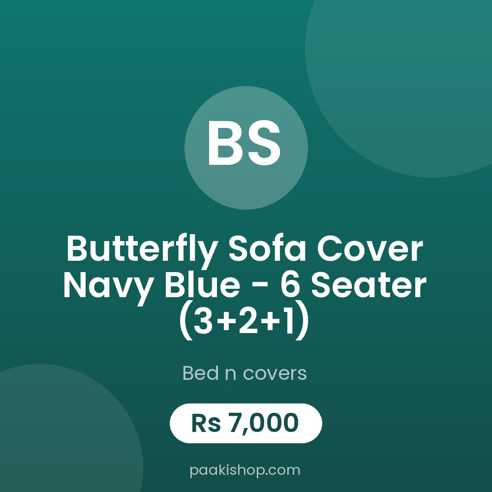 Butterfly Sofa Cover Navy Blue - 6 Seater (3+2+1)