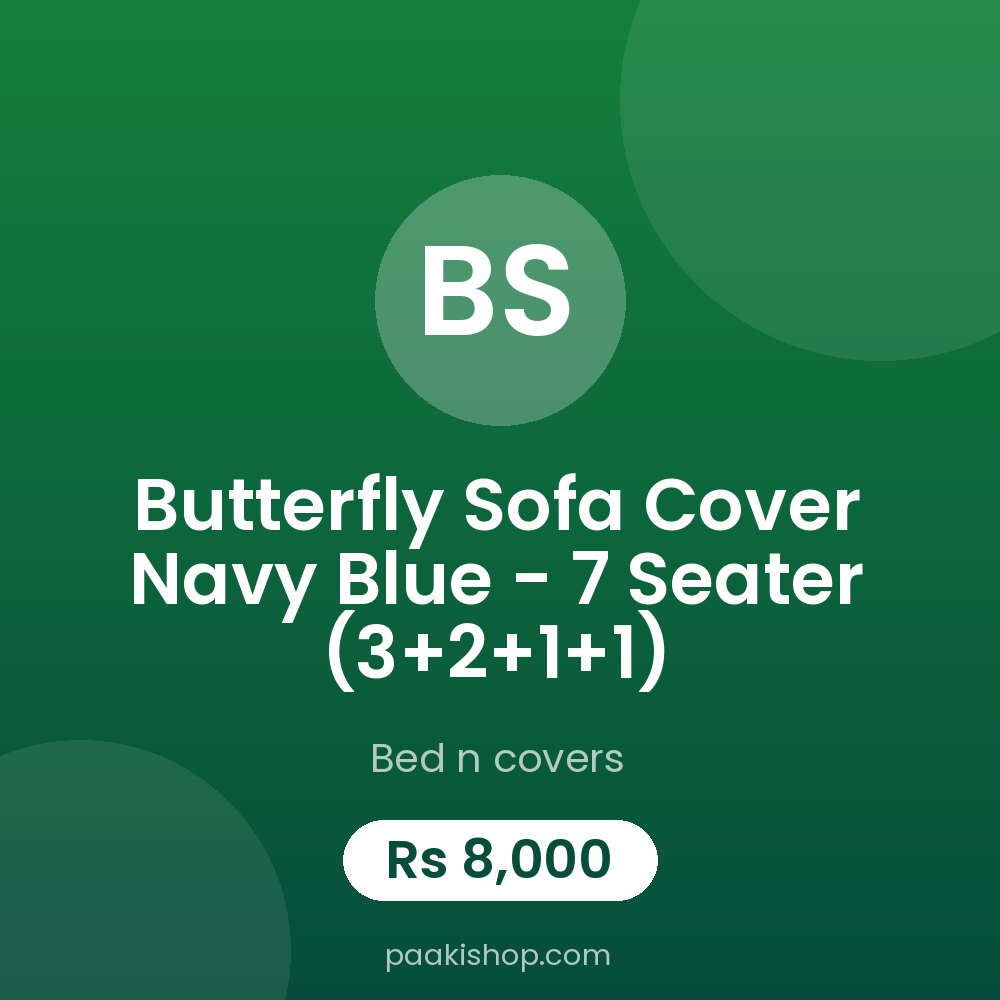 Butterfly Sofa Cover Navy Blue - 7 Seater (3+2+1+1)
