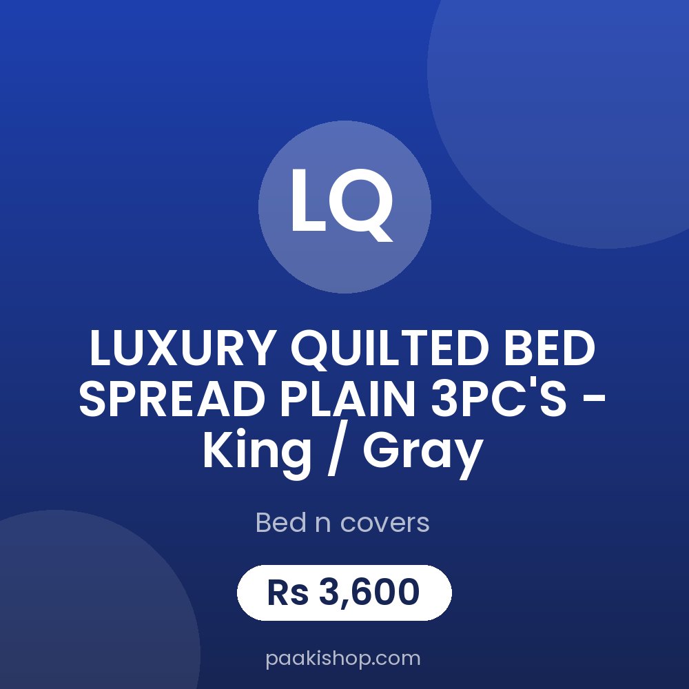 LUXURY QUILTED BED SPREAD PLAIN 3PC'S - King / Gray