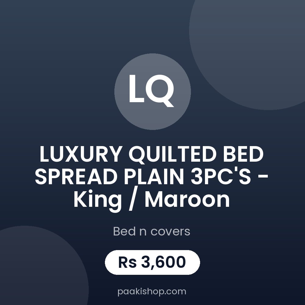 LUXURY QUILTED BED SPREAD PLAIN 3PC'S - King / Maroon