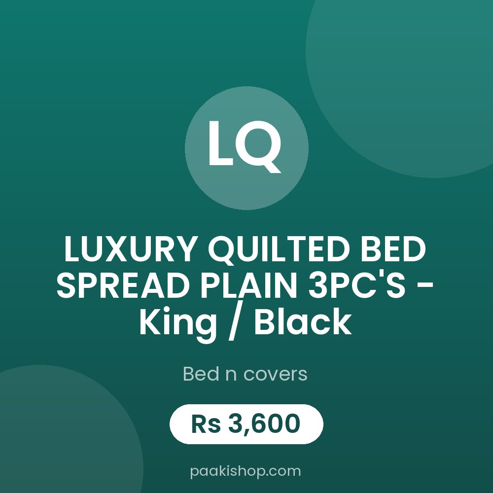 LUXURY QUILTED BED SPREAD PLAIN 3PC'S - King / Black