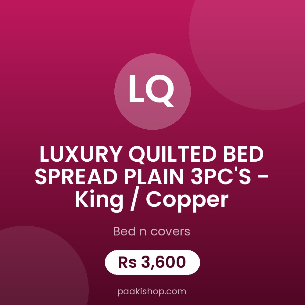 LUXURY QUILTED BED SPREAD PLAIN 3PC'S - King / Copper