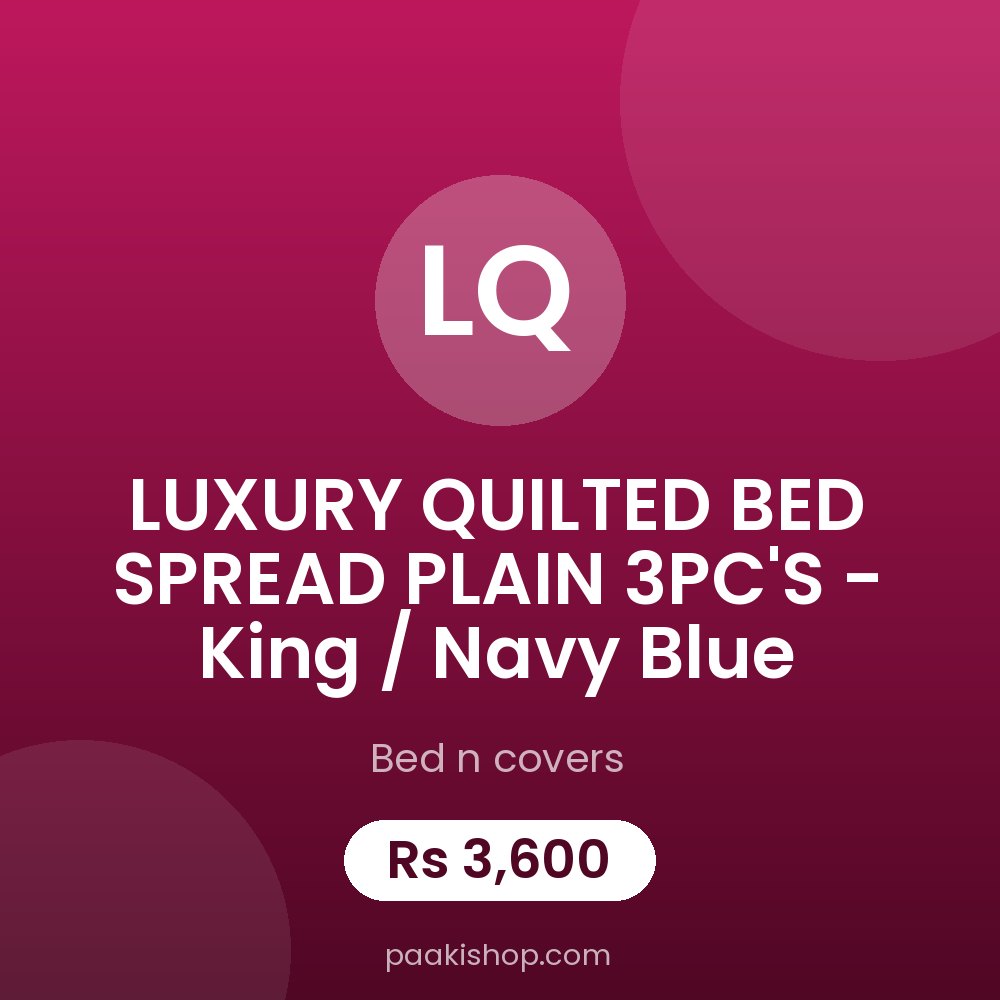 LUXURY QUILTED BED SPREAD PLAIN 3PC'S - King / Navy Blue