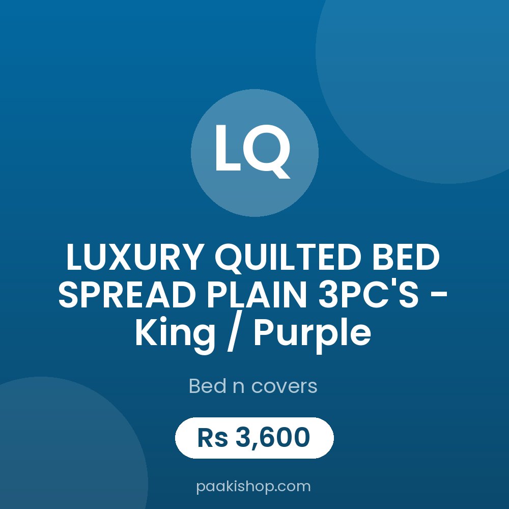 LUXURY QUILTED BED SPREAD PLAIN 3PC'S - King / Purple