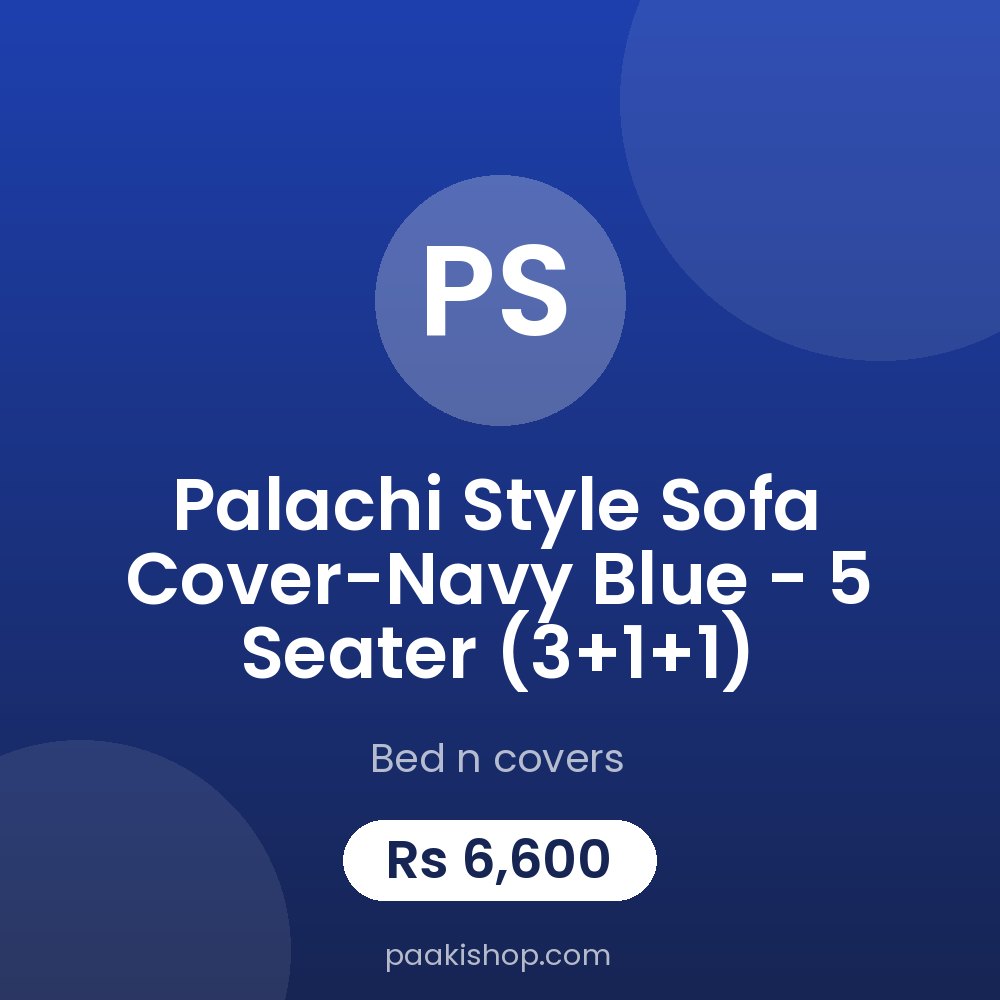 Palachi Style Sofa Cover-Navy Blue - 5 Seater (3+1+1)