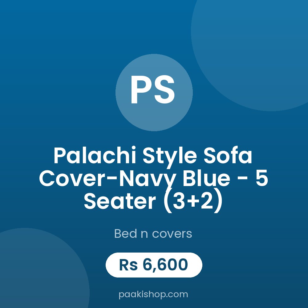 Palachi Style Sofa Cover-Navy Blue - 5 Seater (3+2)