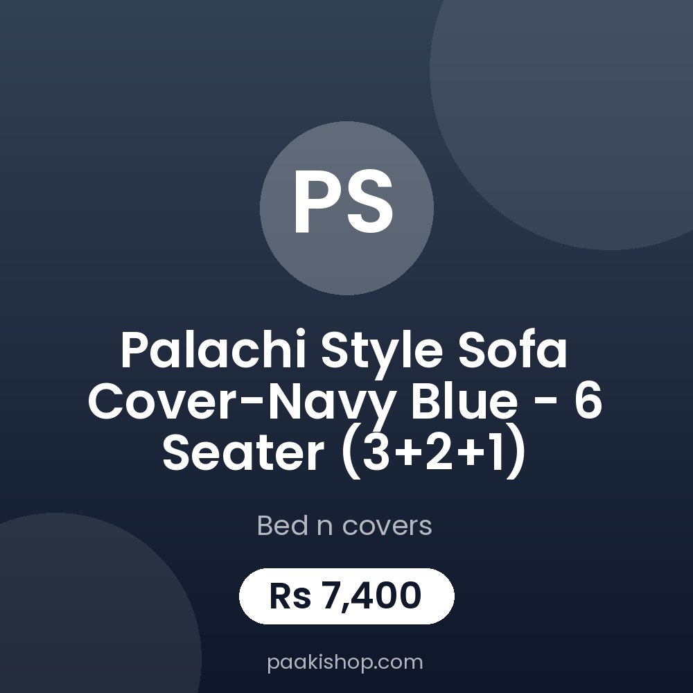 Palachi Style Sofa Cover-Navy Blue - 6 Seater (3+2+1)
