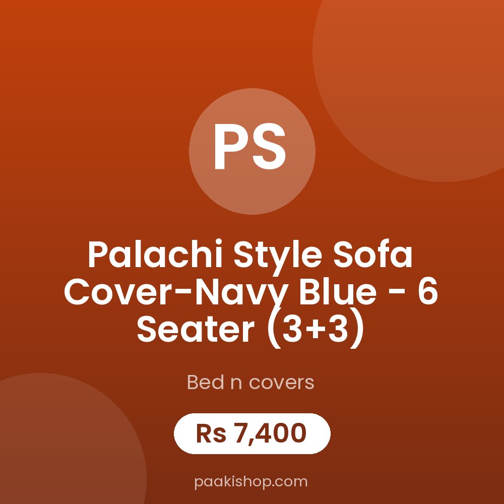 Palachi Style Sofa Cover-Navy Blue - 6 Seater (3+3)