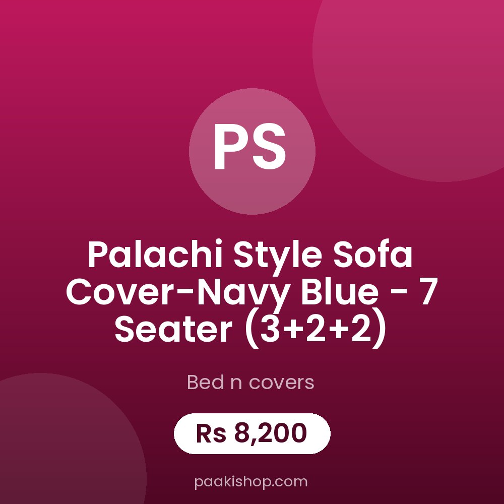 Palachi Style Sofa Cover-Navy Blue - 7 Seater (3+2+2)