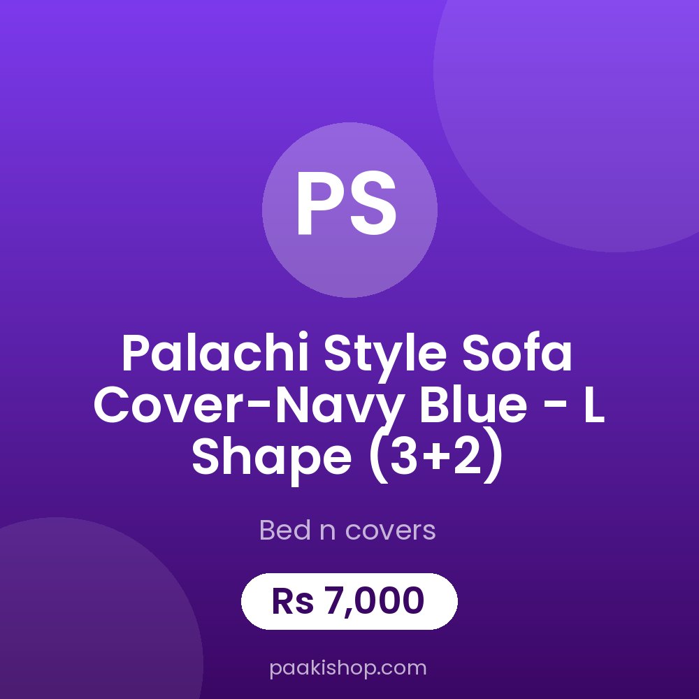 Palachi Style Sofa Cover-Navy Blue - L Shape (3+2)