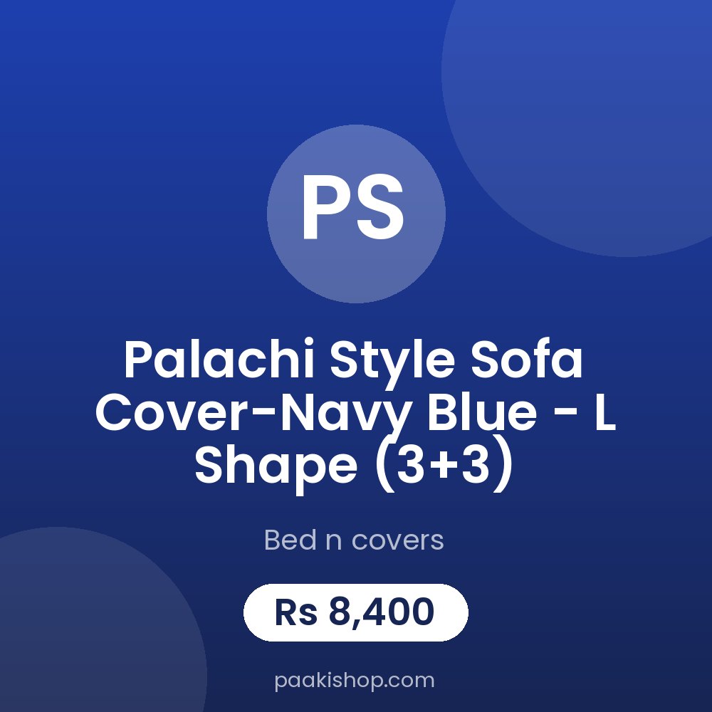 Palachi Style Sofa Cover-Navy Blue - L Shape (3+3)