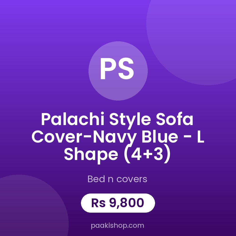Palachi Style Sofa Cover-Navy Blue - L Shape (4+3)