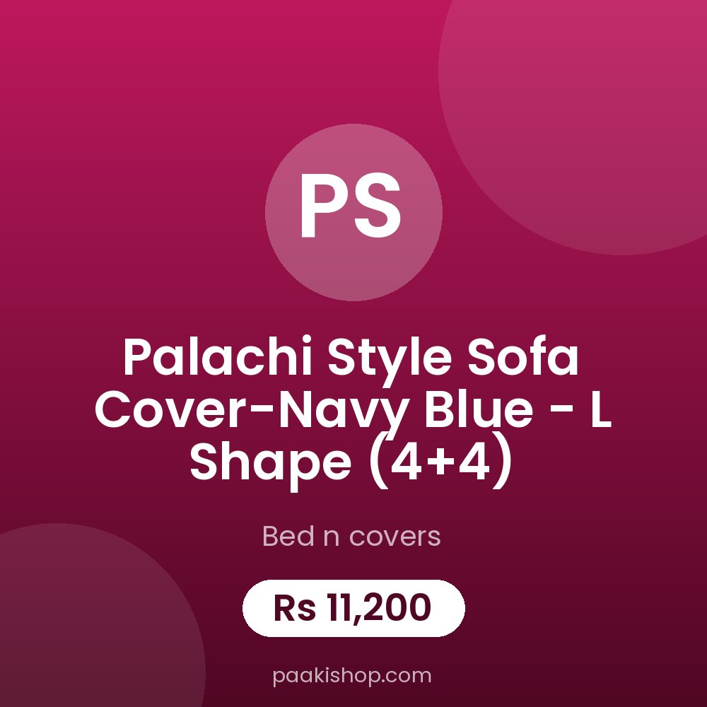 Palachi Style Sofa Cover-Navy Blue - L Shape (4+4)