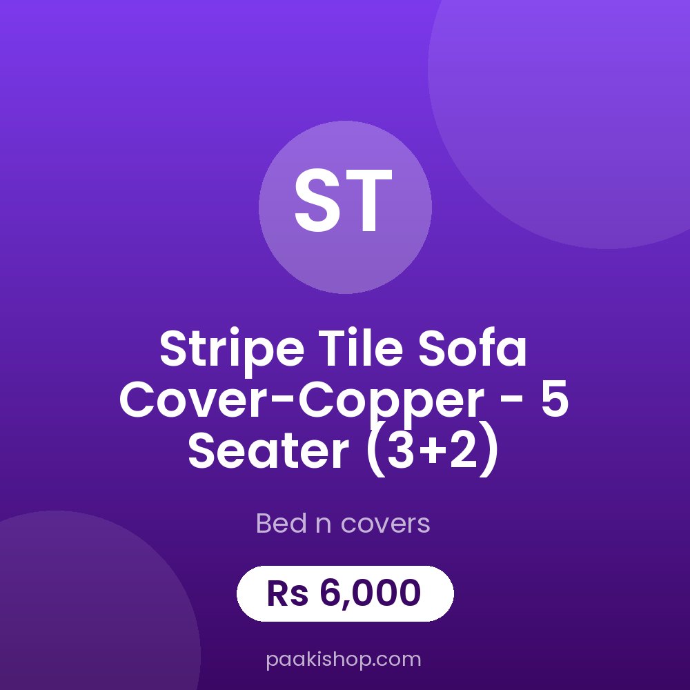 Stripe Tile Sofa Cover-Copper - 5 Seater (3+2)