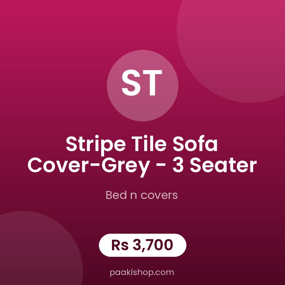 Stripe Tile Sofa Cover-Grey - 3 Seater