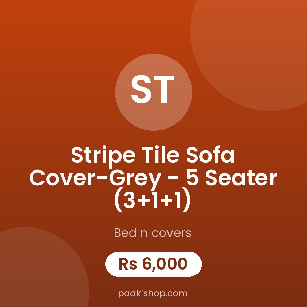 Stripe Tile Sofa Cover-Grey - 5 Seater (3+1+1)