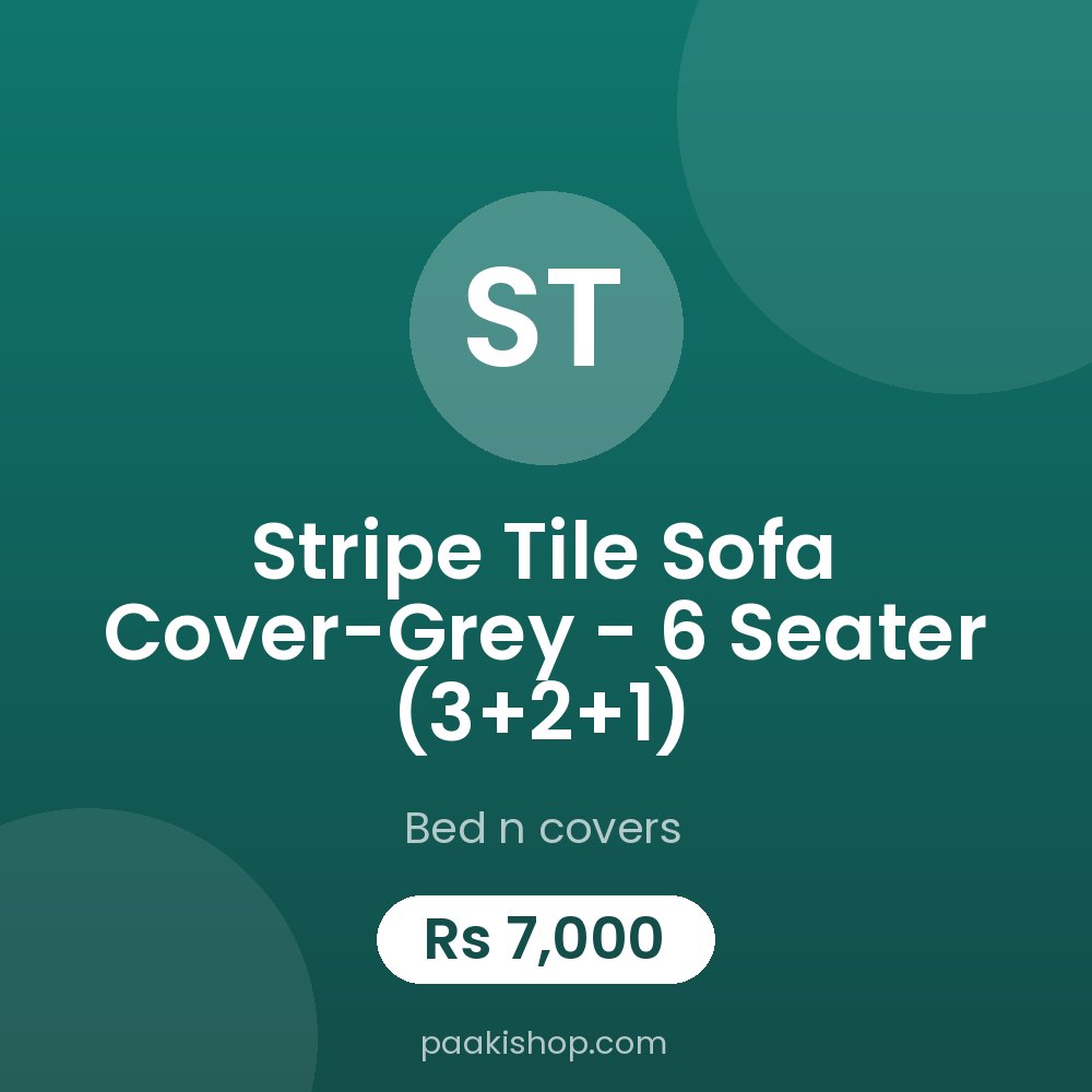 Stripe Tile Sofa Cover-Grey - 6 Seater (3+2+1)