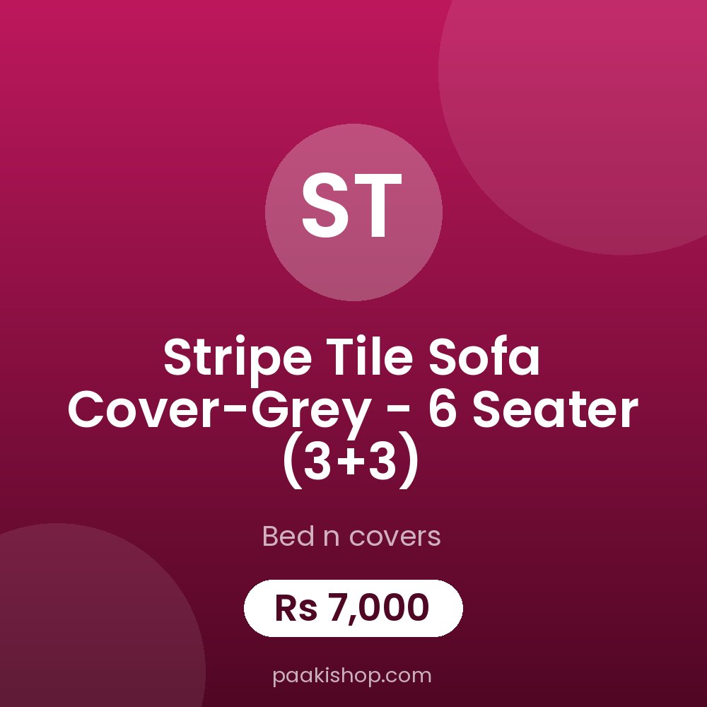 Stripe Tile Sofa Cover-Grey - 6 Seater (3+3)