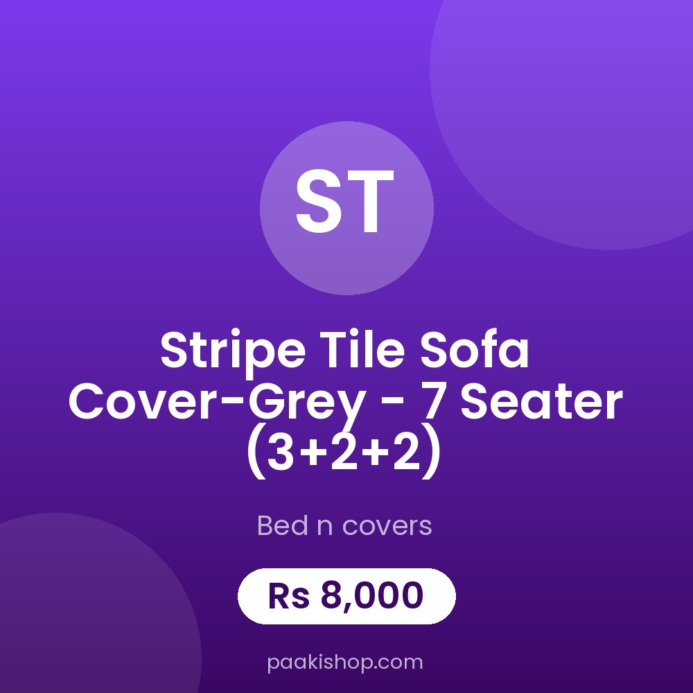 Stripe Tile Sofa Cover-Grey - 7 Seater (3+2+2)