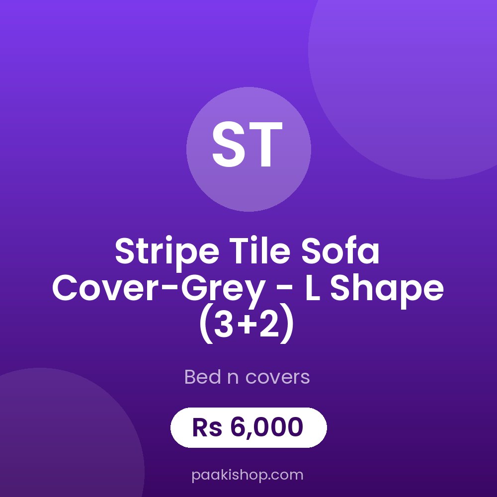Stripe Tile Sofa Cover-Grey - L Shape (3+2)