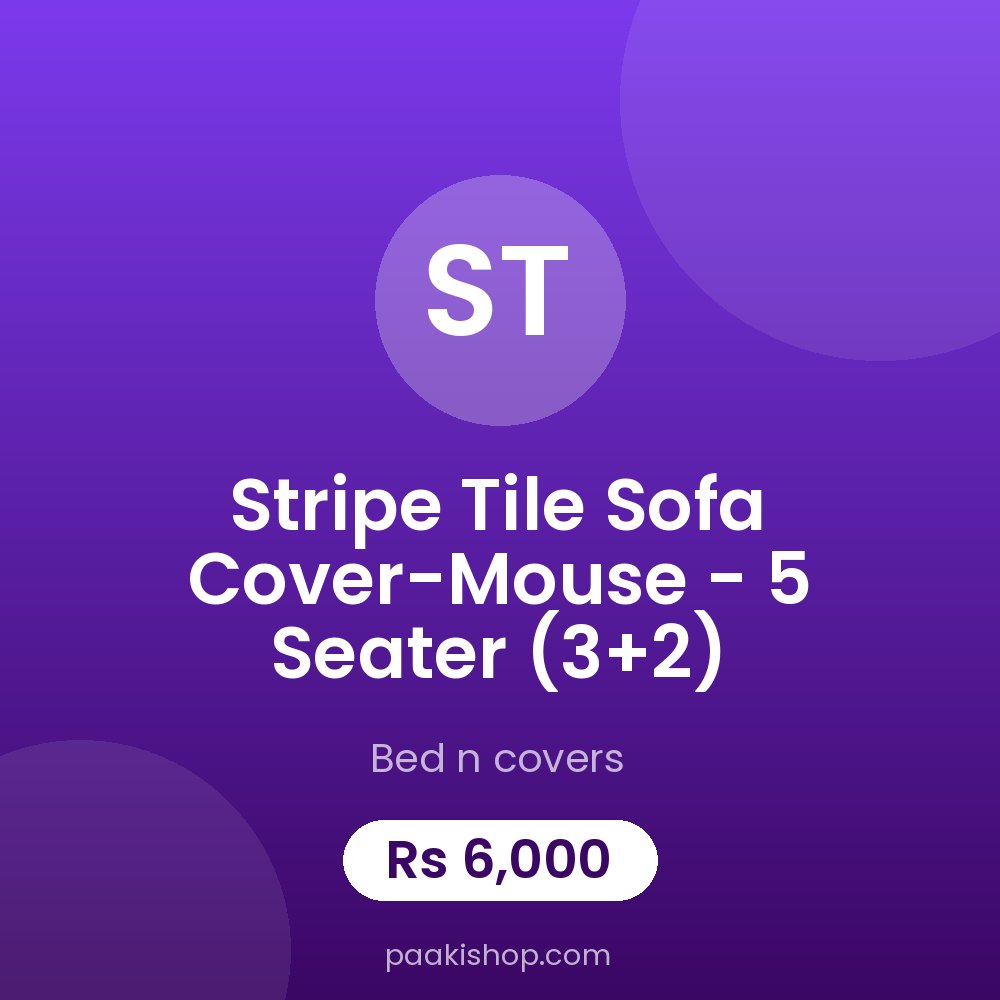 Stripe Tile Sofa Cover-Mouse - 5 Seater (3+2)