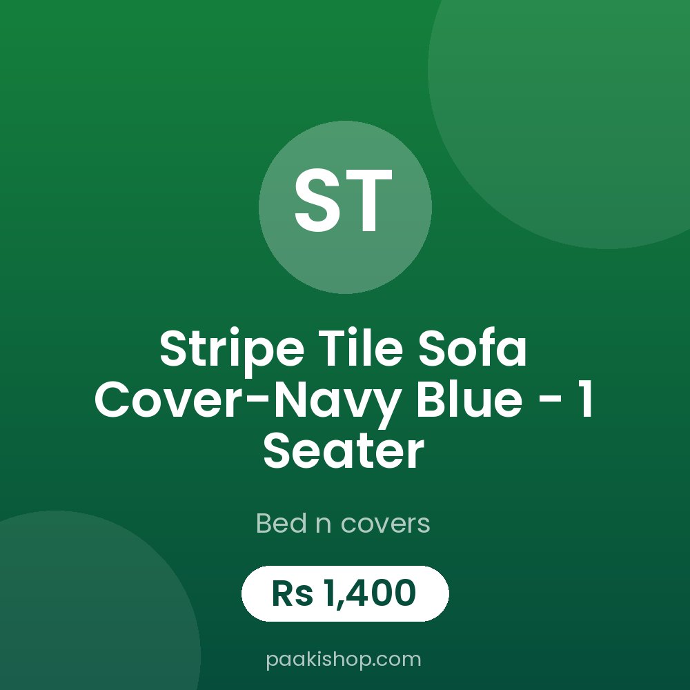 Stripe Tile Sofa Cover-Navy Blue - 1 Seater