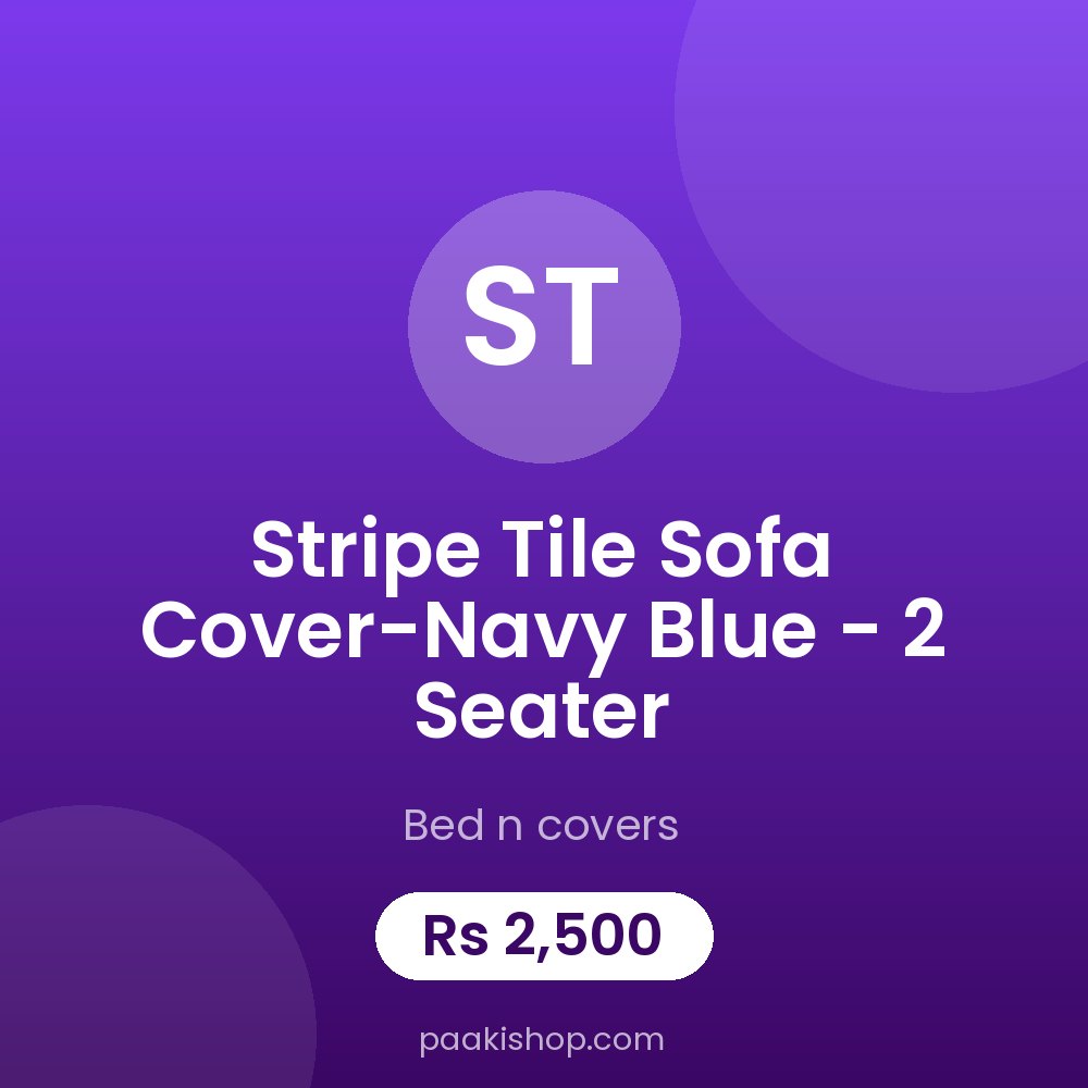 Stripe Tile Sofa Cover-Navy Blue - 2 Seater