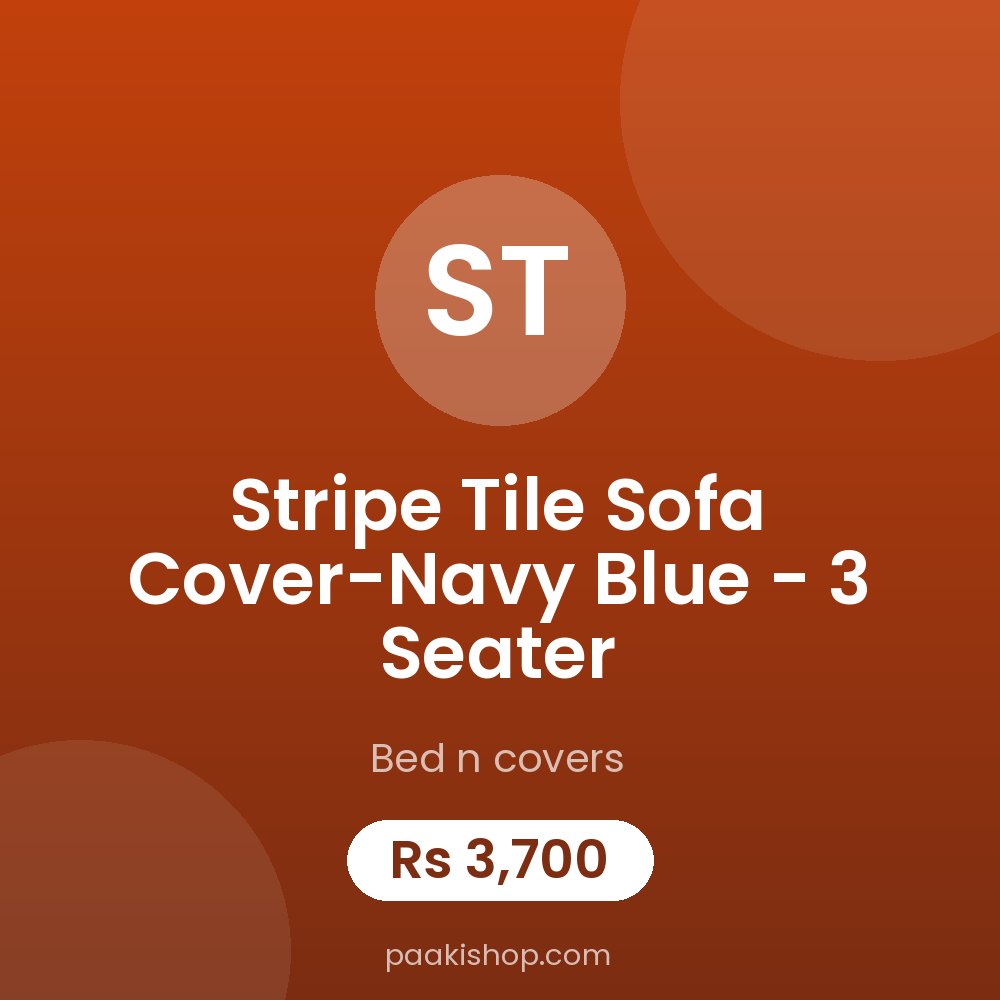 Stripe Tile Sofa Cover-Navy Blue - 3 Seater