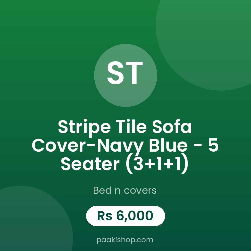 Stripe Tile Sofa Cover-Navy Blue - 5 Seater (3+1+1)