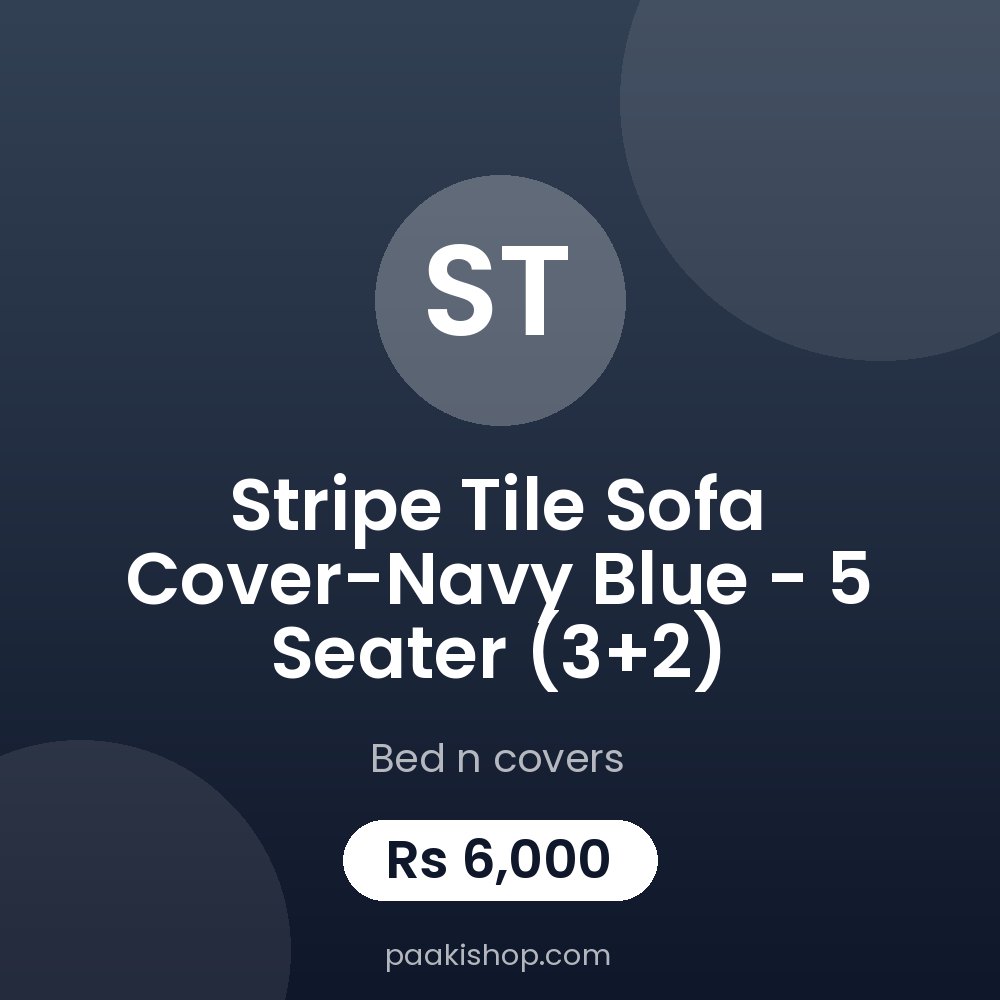 Stripe Tile Sofa Cover-Navy Blue - 5 Seater (3+2)