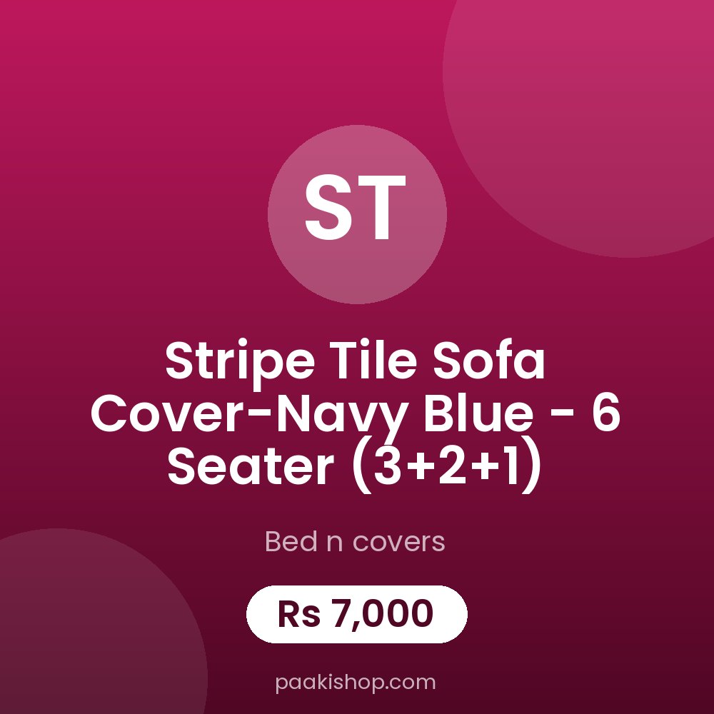 Stripe Tile Sofa Cover-Navy Blue - 6 Seater (3+2+1)