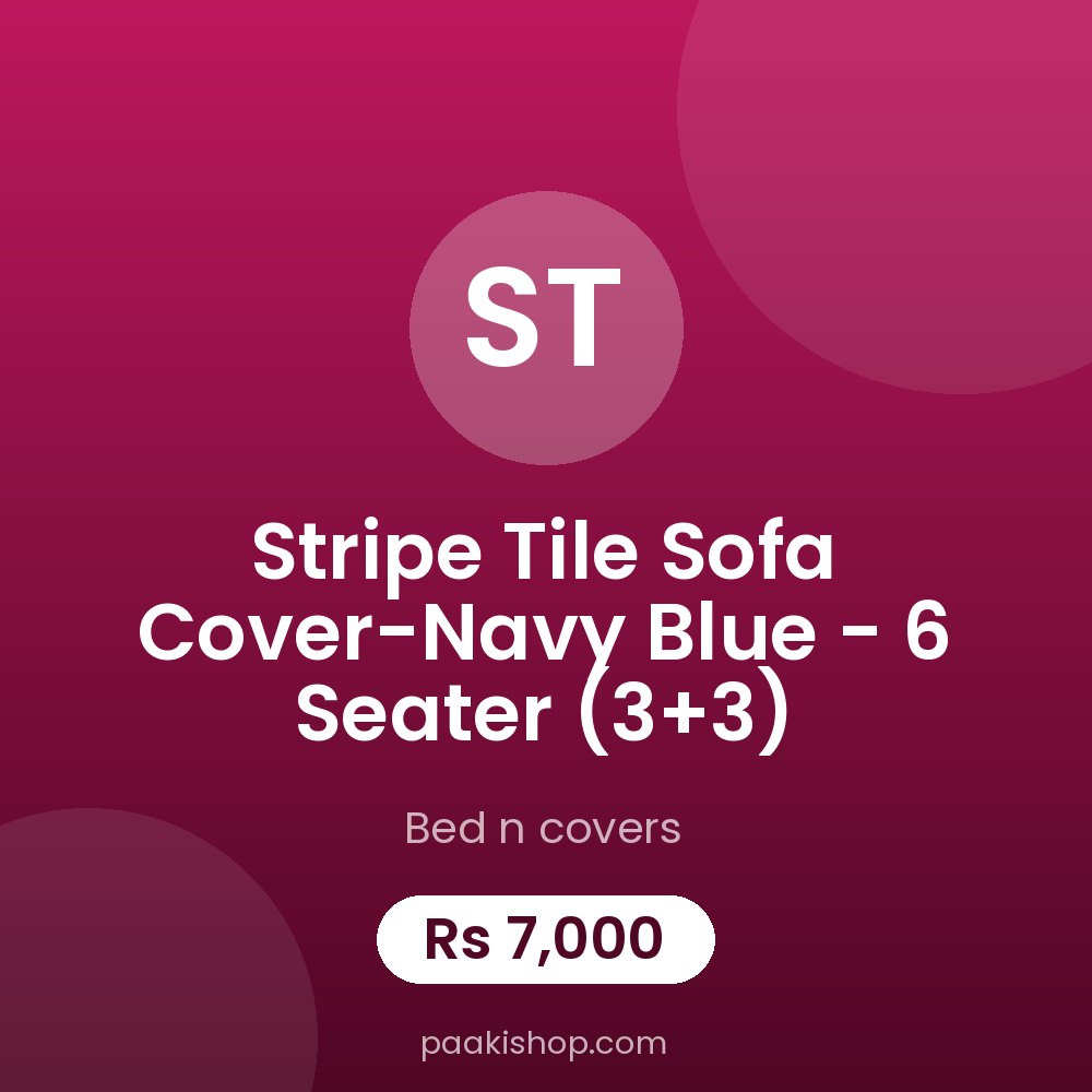 Stripe Tile Sofa Cover-Navy Blue - 6 Seater (3+3)