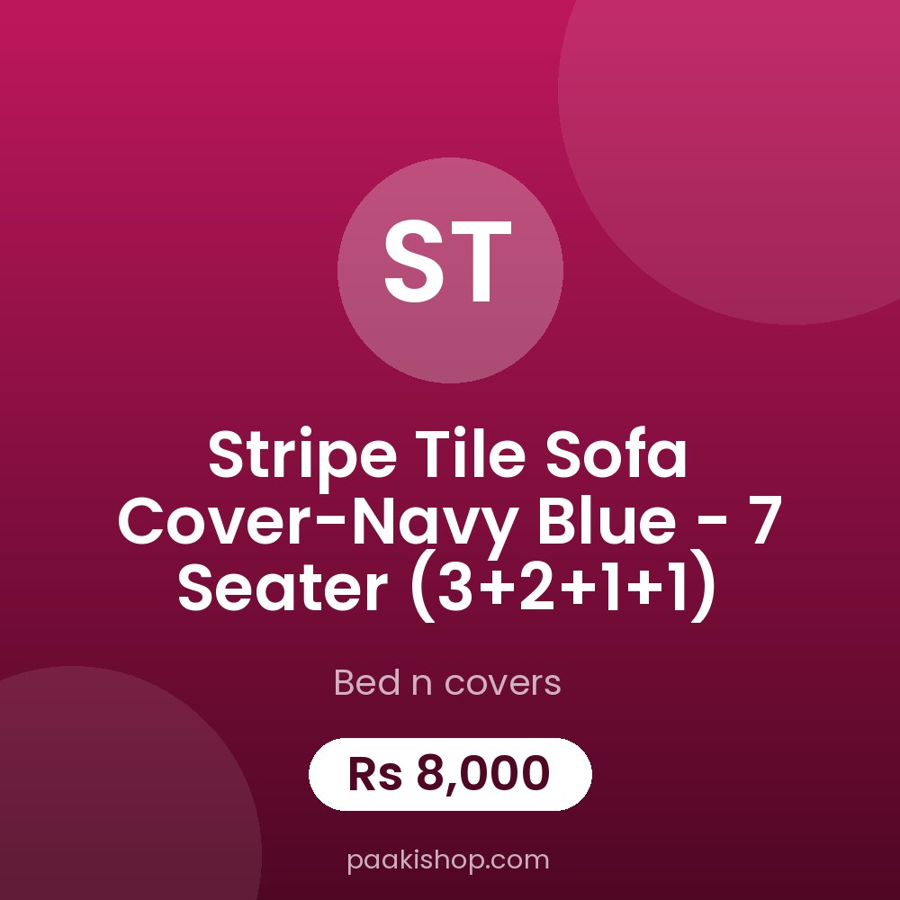Stripe Tile Sofa Cover-Navy Blue - 7 Seater (3+2+1+1)