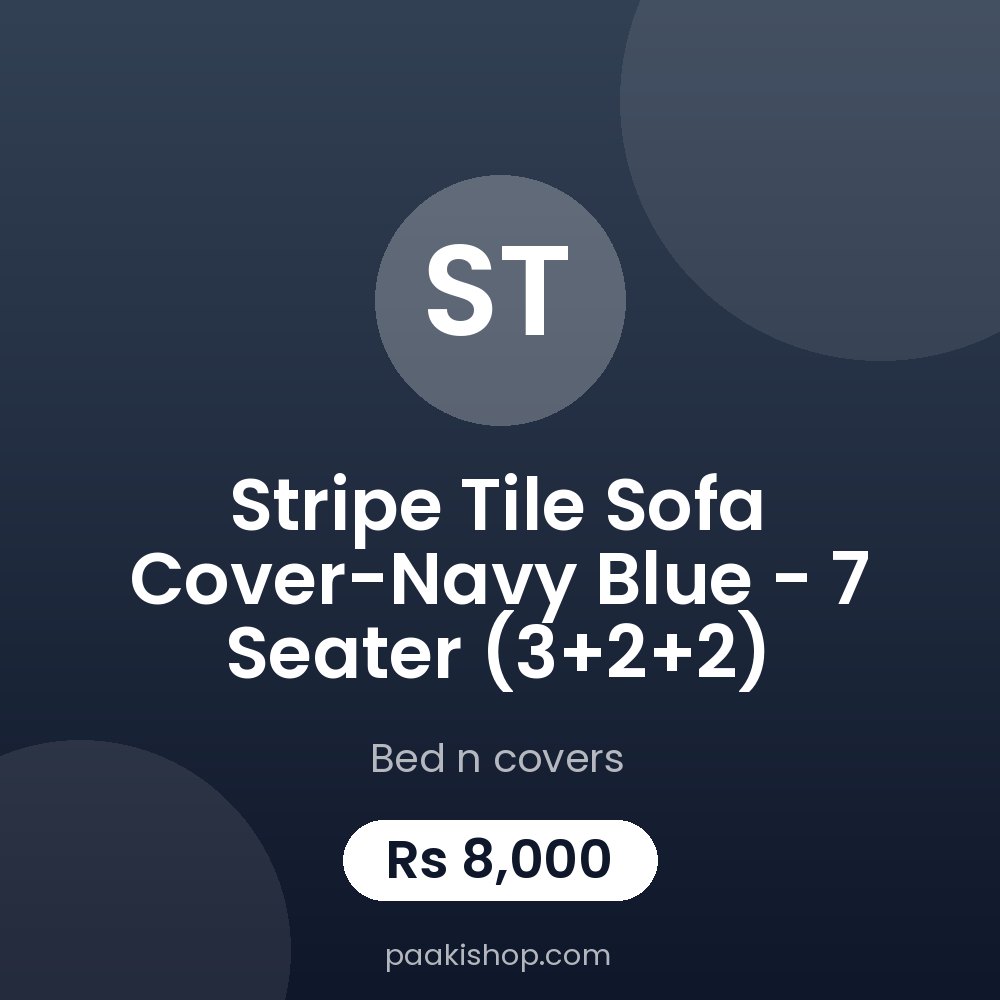 Stripe Tile Sofa Cover-Navy Blue - 7 Seater (3+2+2)