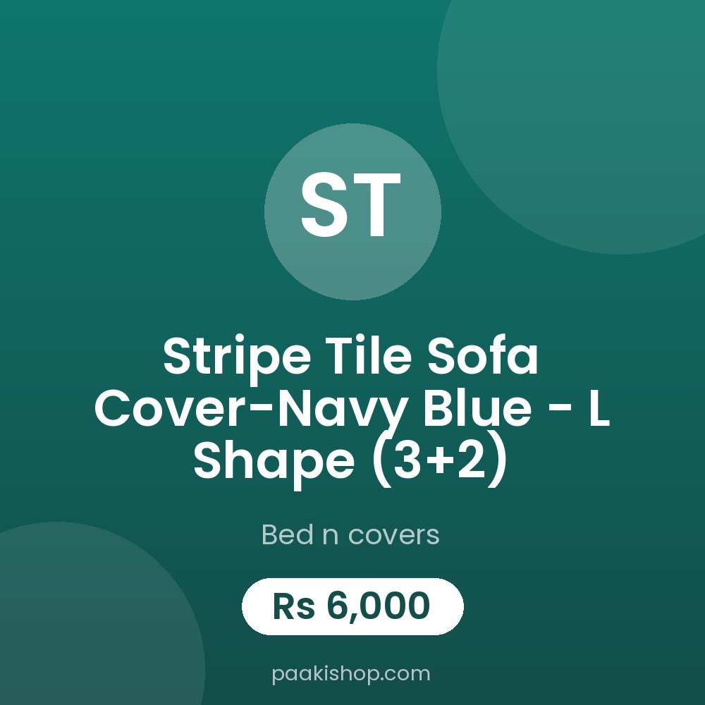 Stripe Tile Sofa Cover-Navy Blue - L Shape (3+2)