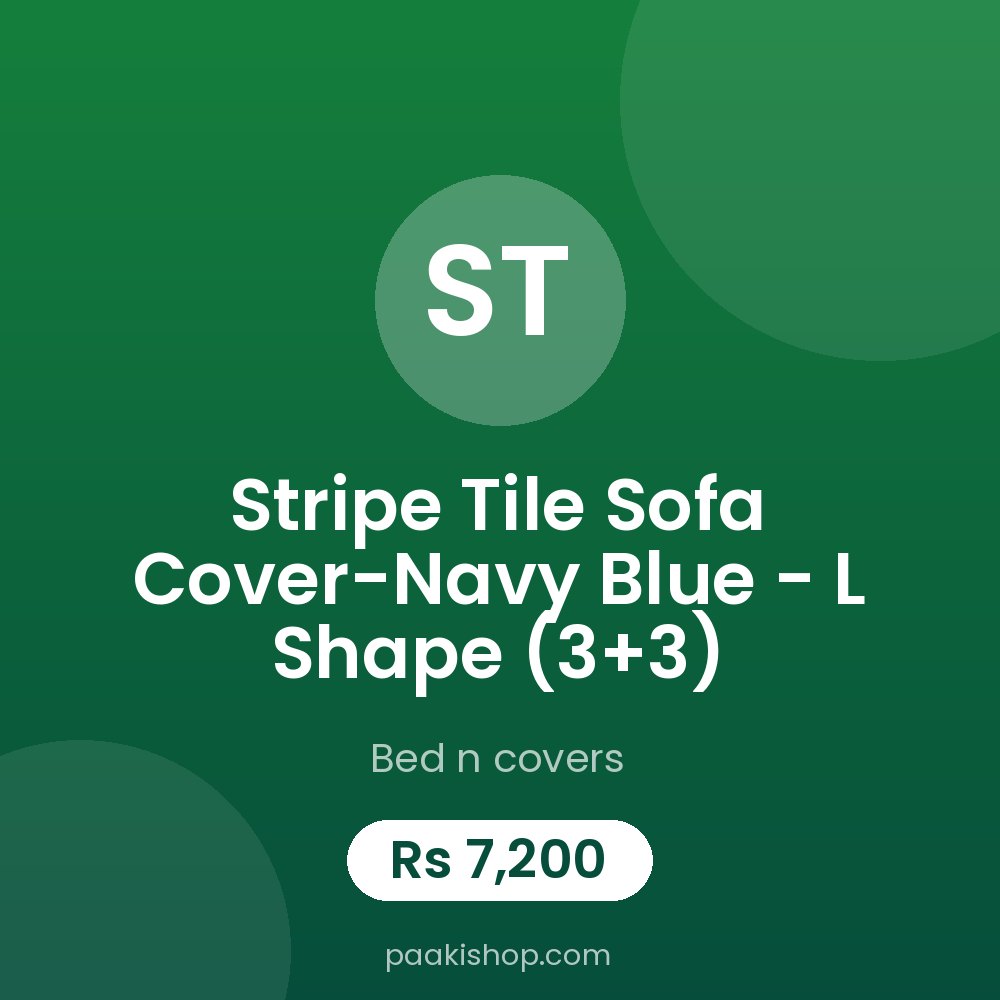 Stripe Tile Sofa Cover-Navy Blue - L Shape (3+3)