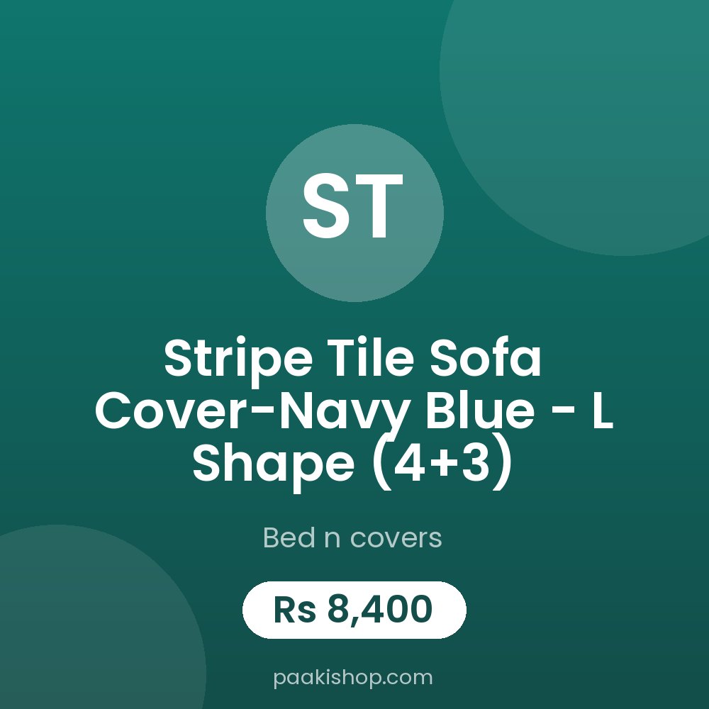 Stripe Tile Sofa Cover-Navy Blue - L Shape (4+3)