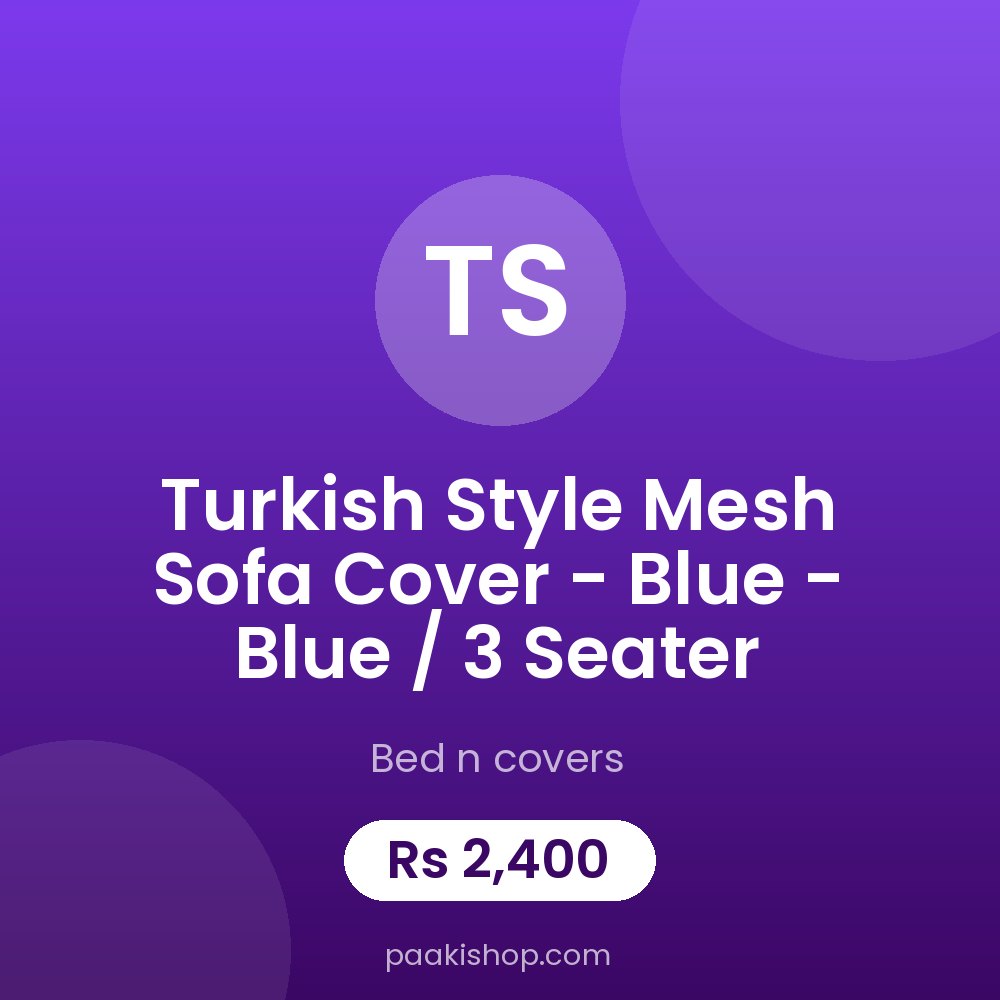 Turkish style Mesh Sofa Cover - Blue - Blue / 3 seater