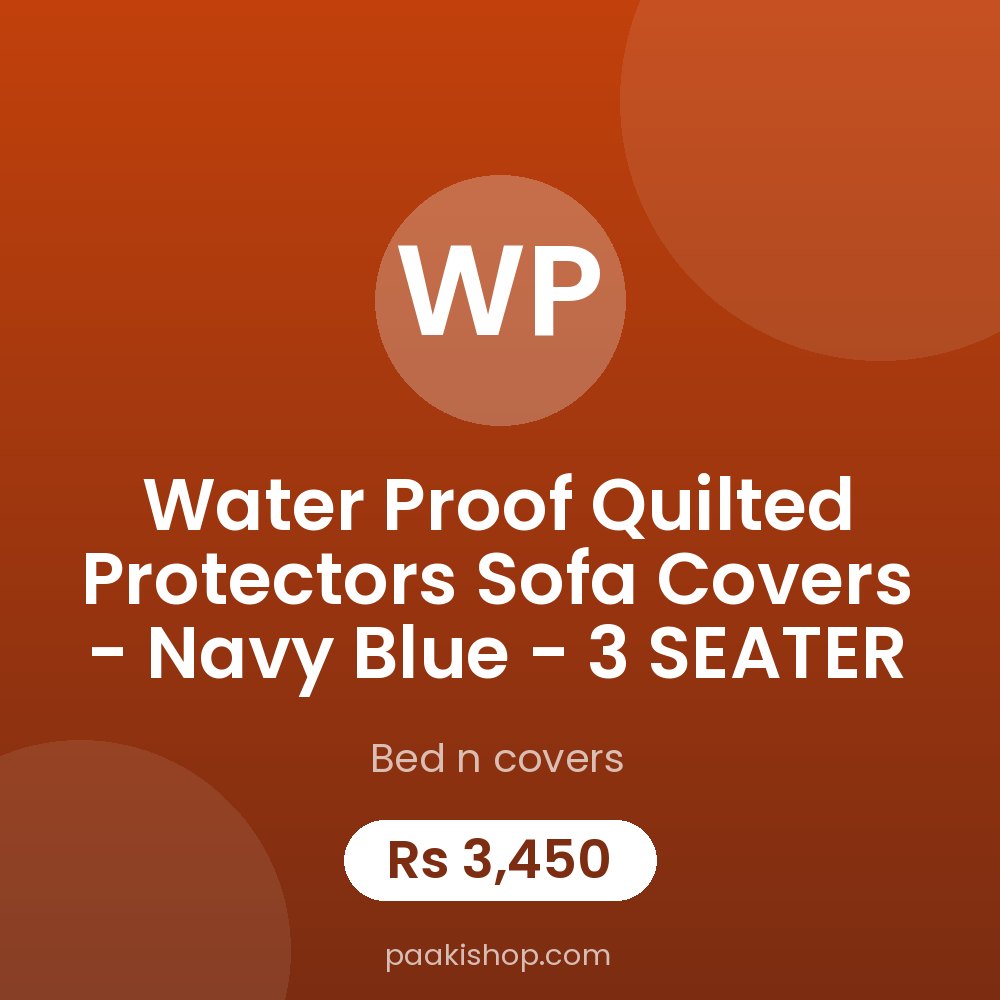 Water proof Quilted Protectors Sofa Covers - Navy Blue - 3 SEATER
