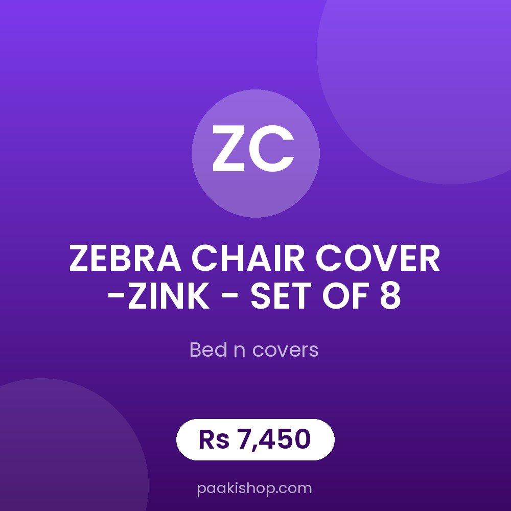 ZEBRA CHAIR COVER -ZINK - SET OF 8