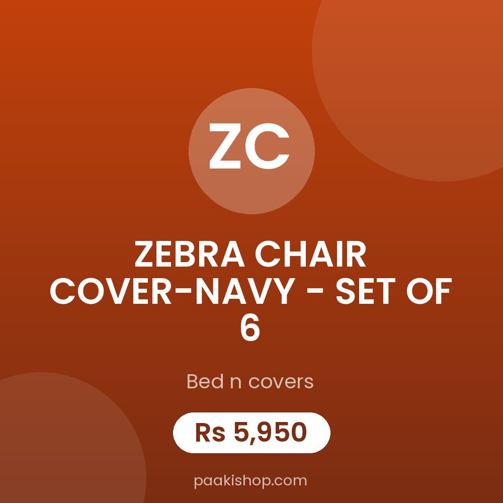 ZEBRA CHAIR COVER-NAVY - SET OF 6